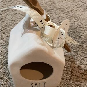 Rae Dunn slat dish with wooden spoon